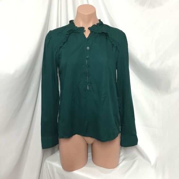 Hinge Ruffle Detail Popover Blouse (B15) - Picture 2 of 8